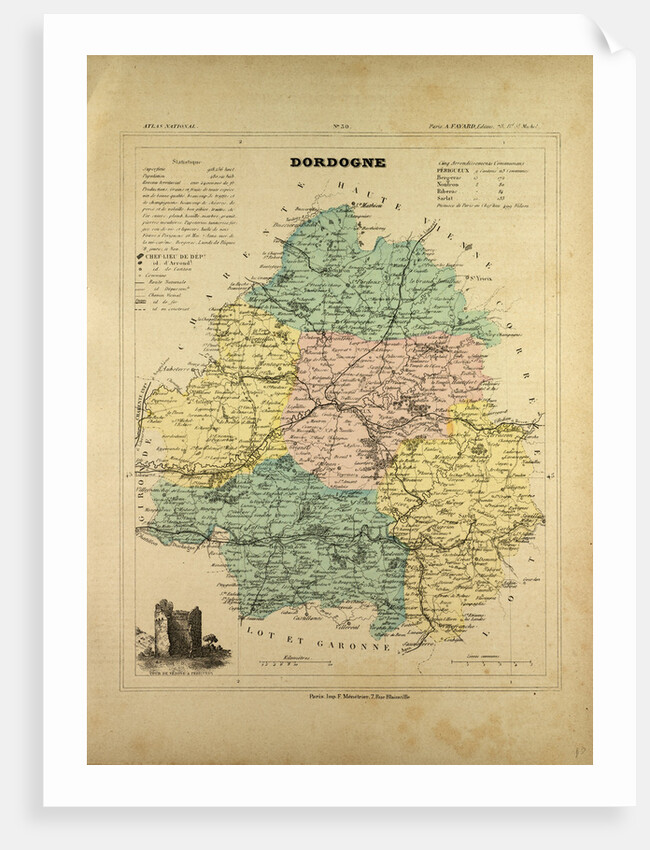 Map of Dordogne France by Anonymous