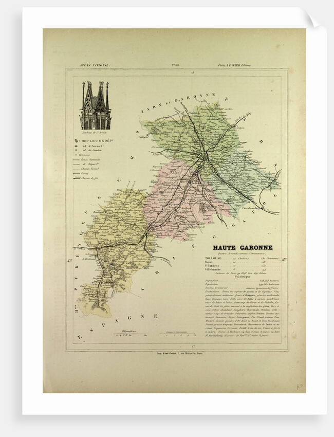 Map of Haute Garonne France by Anonymous