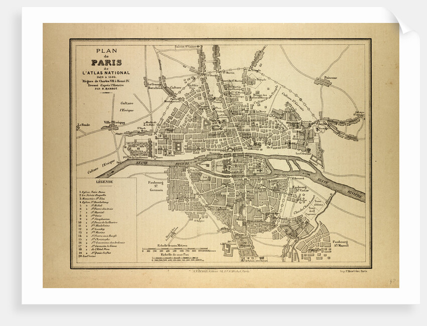 Map of Paris France by Anonymous