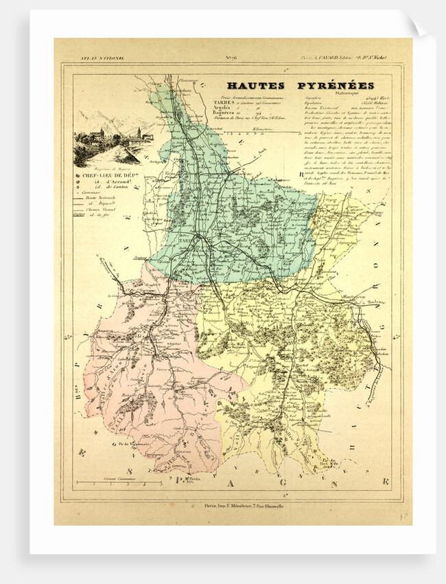 Map of Hautes Pyrénées France by Anonymous