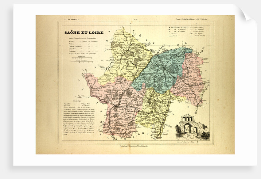 Map of Saône Et Loire France by Anonymous