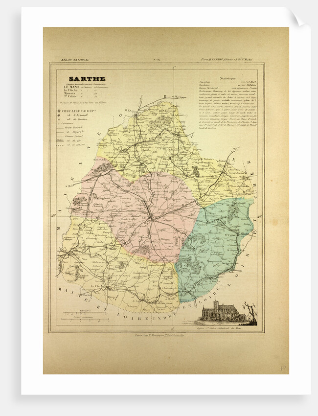 Map of Sarthe France by Anonymous