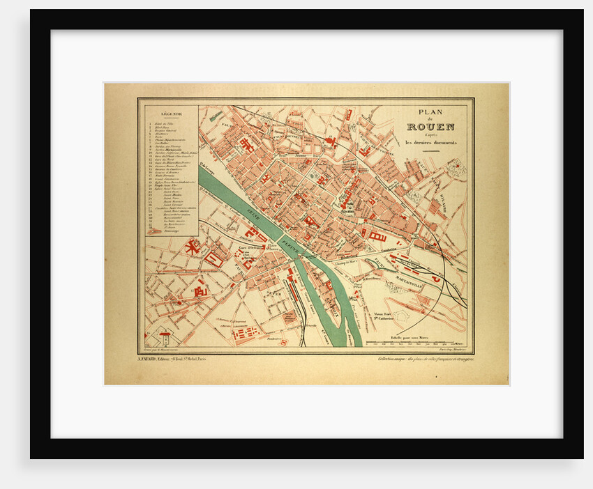 Map of Rouen France by Anonymous