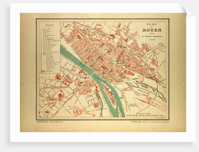 Map of Rouen France by Anonymous