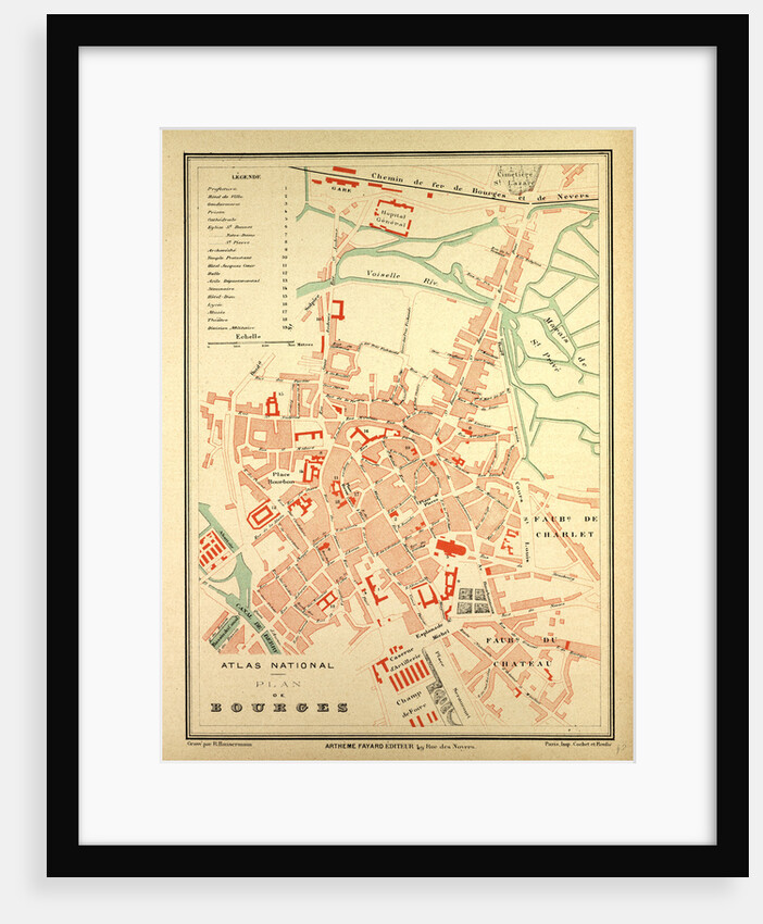 Map of Bourges France by Anonymous