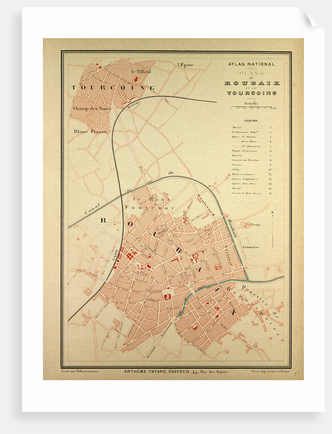 Map of Roubaix and Tourcoing by Anonymous