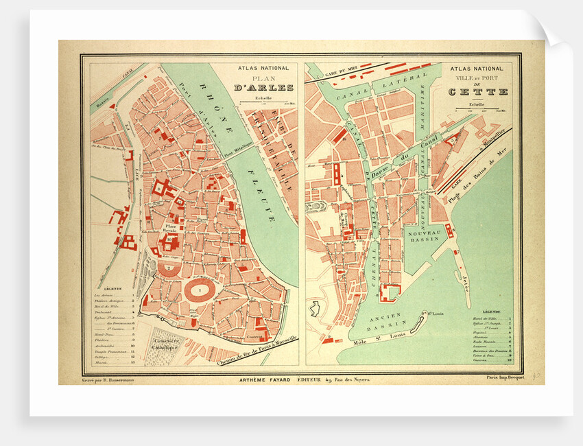 Map of Arles and Cette France by Anonymous