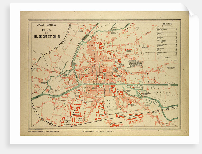 Map of Rennes France by Anonymous