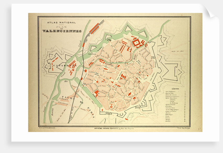 Map of Valenciennes France by Anonymous