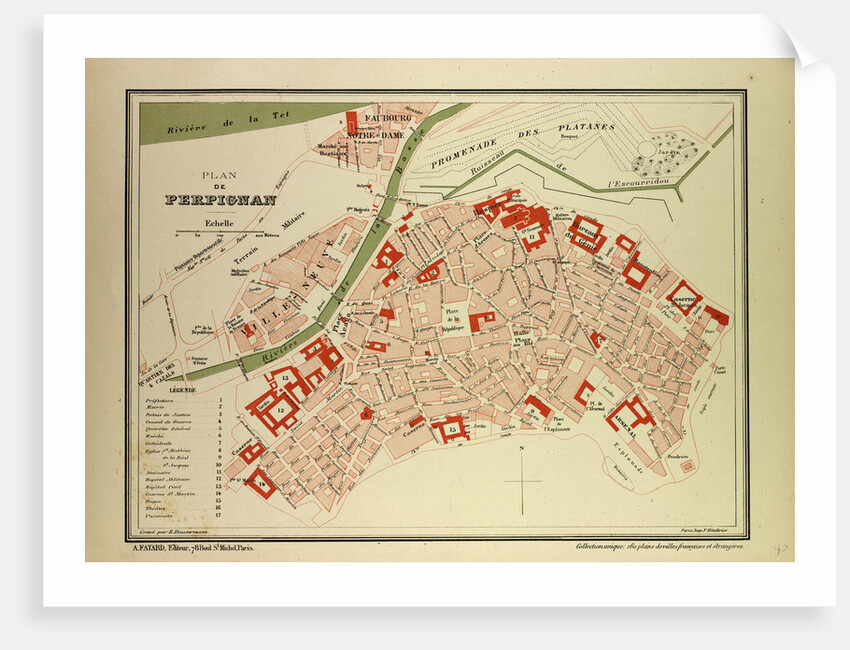 Map of Perpignan France by Anonymous