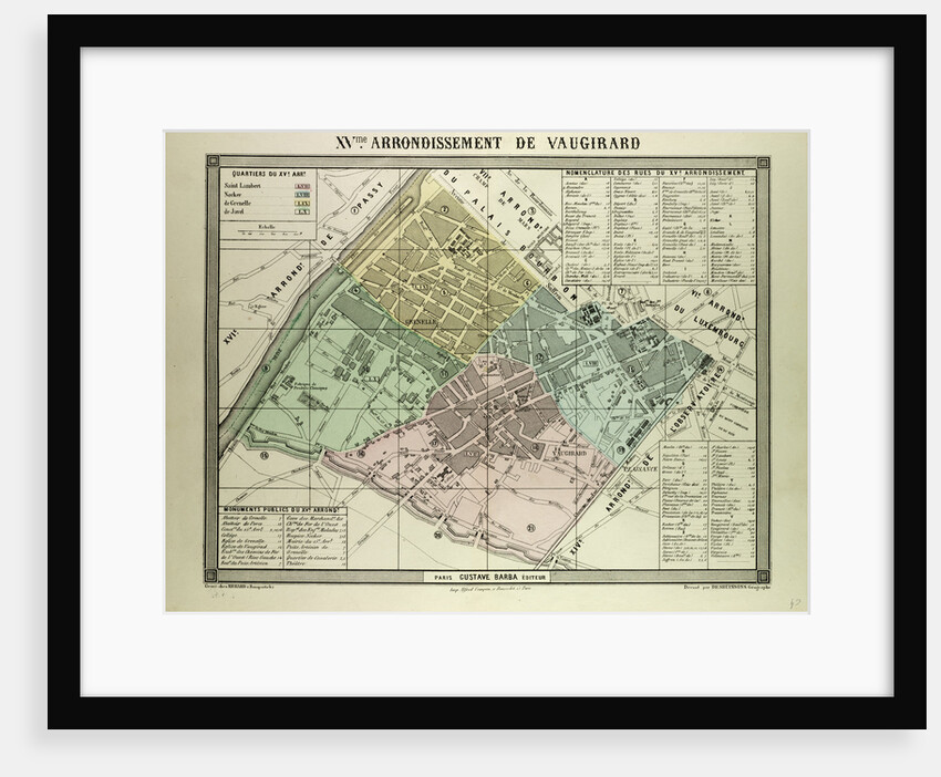 Map of the 15th Arrondissement De Vaugirard Paris France by Anonymous