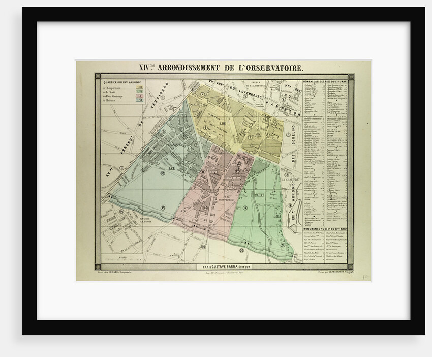 Map of the 14th Arrondissement De L'Observatoire Paris France by Anonymous