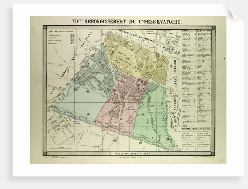 Map of the 14th Arrondissement De L'Observatoire Paris France by Anonymous