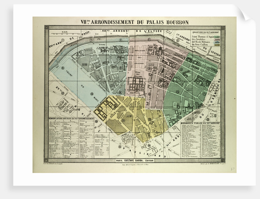 Map of the 7th Arrondissement Du Palais Bourbon Paris France by Anonymous