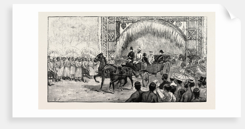 Reception of the Czarevitch at Colombo Ceylon (Sri Lanka): Passing Under Triumphal Arches with the Governor. by Anonymous