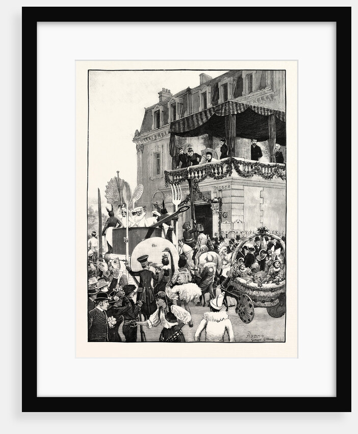 The Queen at Grasse: Battle of Flowers: Cavalcade Before the Grand Hotel Princess Beatrice Giving Money by Anonymous