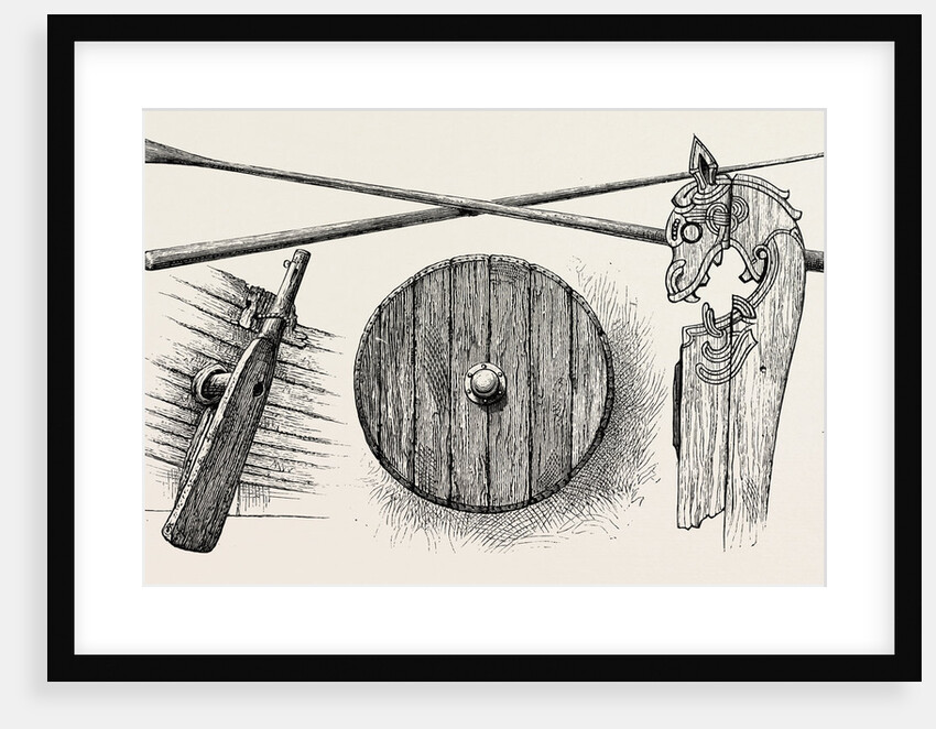 The Viking's Ship: The Rudder, Oars, a Shield and One of the Tilt-Heads by Anonymous