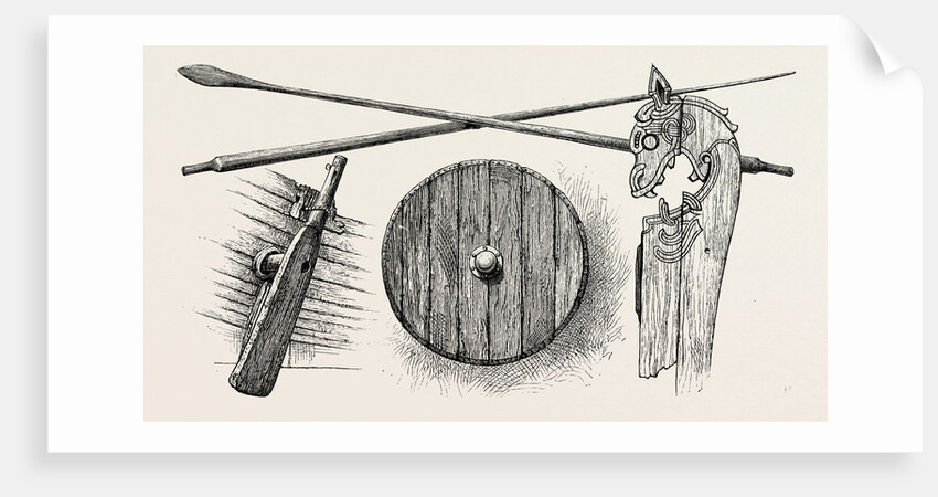 The Viking's Ship: The Rudder, Oars, a Shield and One of the Tilt-Heads by Anonymous