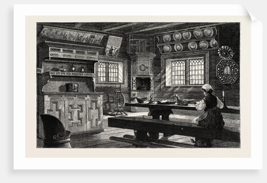Interior of an Old Thelemarken House Now at Bygdo, Near Christiania, Oslo by Anonymous