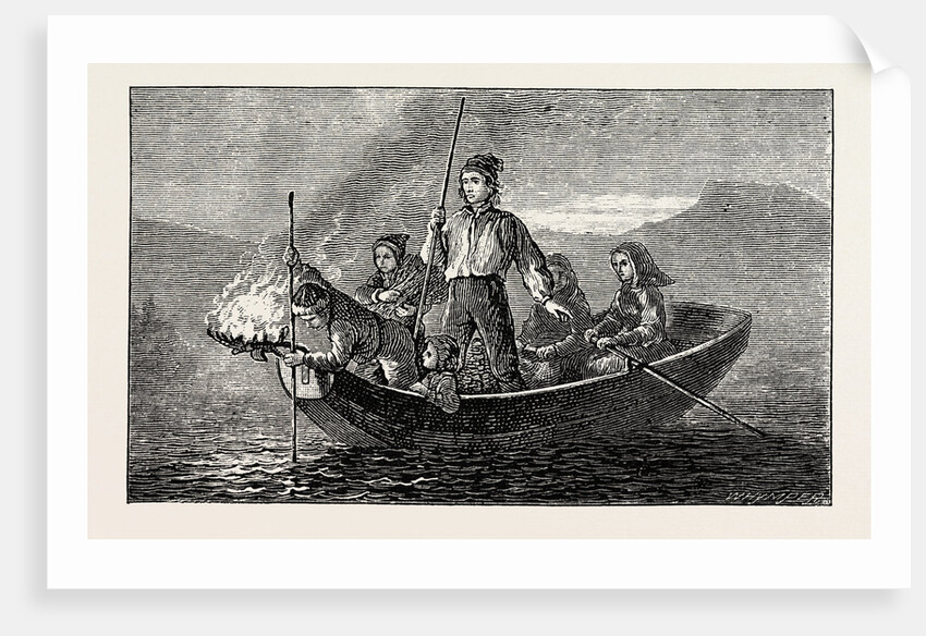 Salmon Spearing by Night by Anonymous