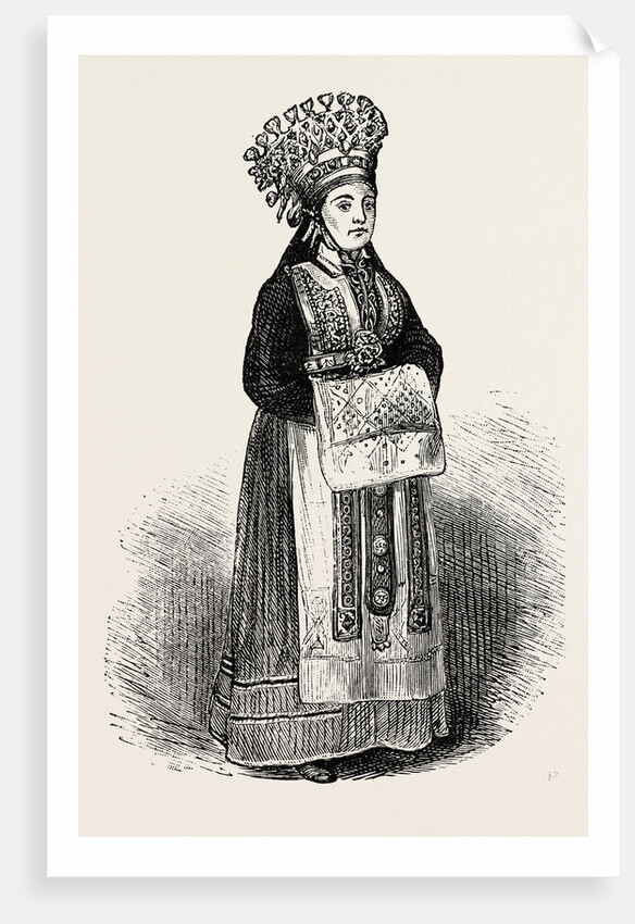 A Norwegian Bride Wearing Her Crown by Anonymous
