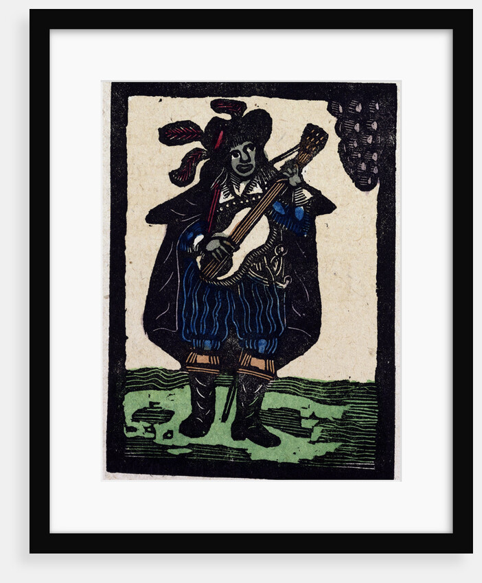 Illustration of English Tales Folk Tales and Ballads. A Man Dressed in Blue Playing a Guitar by Anonymous