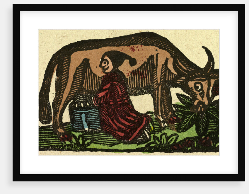 Illustration of English Tales Folk Tales and Ballads. A Person Milking a Cow by Anonymous