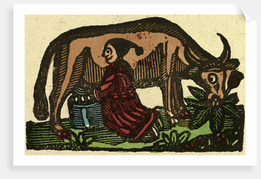 Illustration of English Tales Folk Tales and Ballads. A Person Milking a Cow by Anonymous