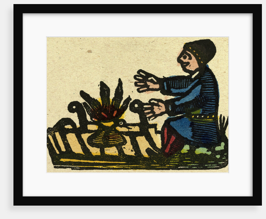 Illustration of English Tales Folk Tales and Ballads. A Man Warming His Hands at a Fire by Anonymous