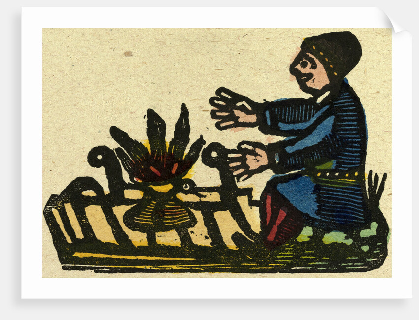 Illustration of English Tales Folk Tales and Ballads. A Man Warming His Hands at a Fire by Anonymous