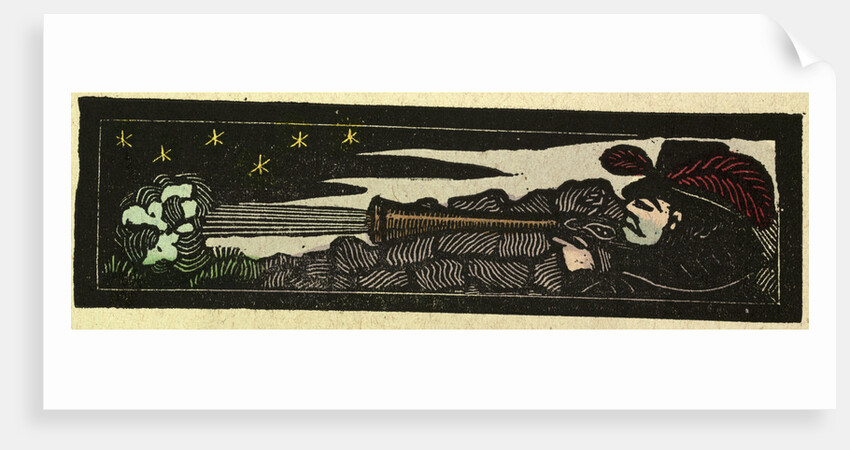 Illustration of English Tales Folk Tales and Ballads. A Man Firing a Rifle at Night by Anonymous