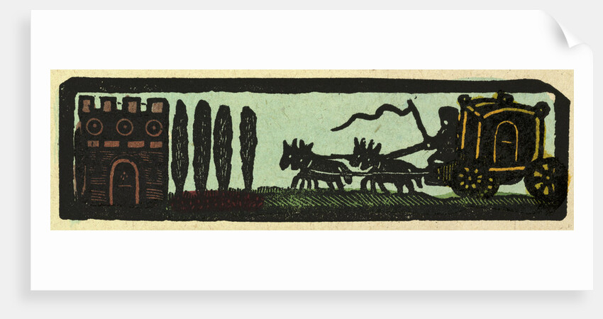 Illustration of English Tales Folk Tales and Ballads. A Coach Drawn by Four Horses on the Road to a Castle by Anonymous