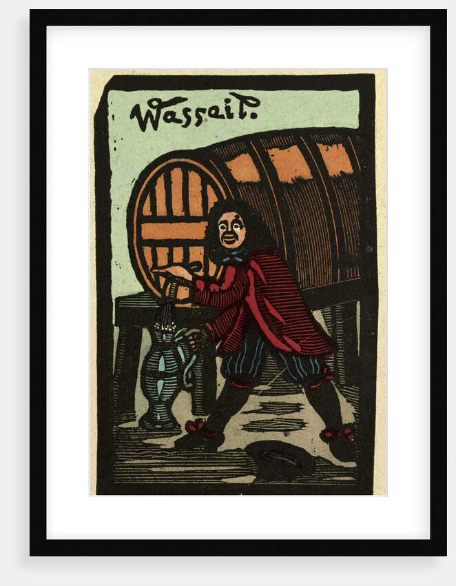 Illustration of English Tales Folk Tales and Ballads. A Man Filling a Jug with a Liquid Substance from a Barrel by Anonymous