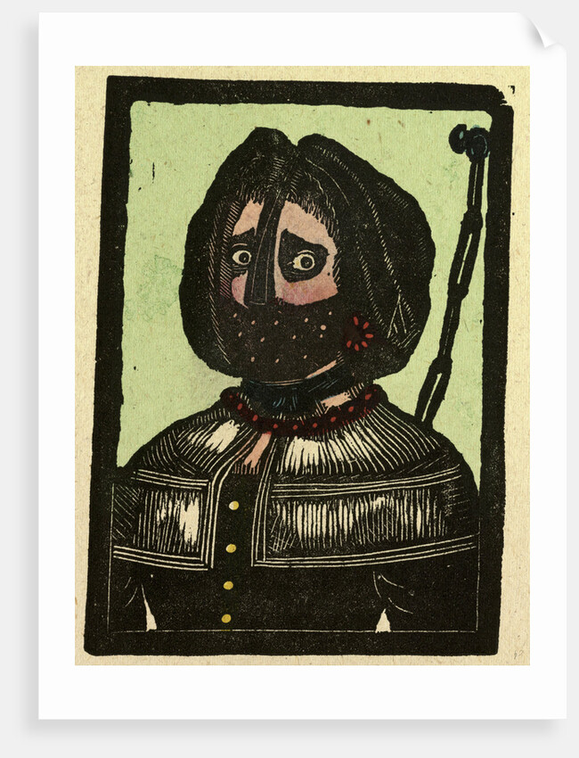 Illustration of English Tales Folk Tales and Ballads. A Frightened Woman Wearing a Mask by Anonymous