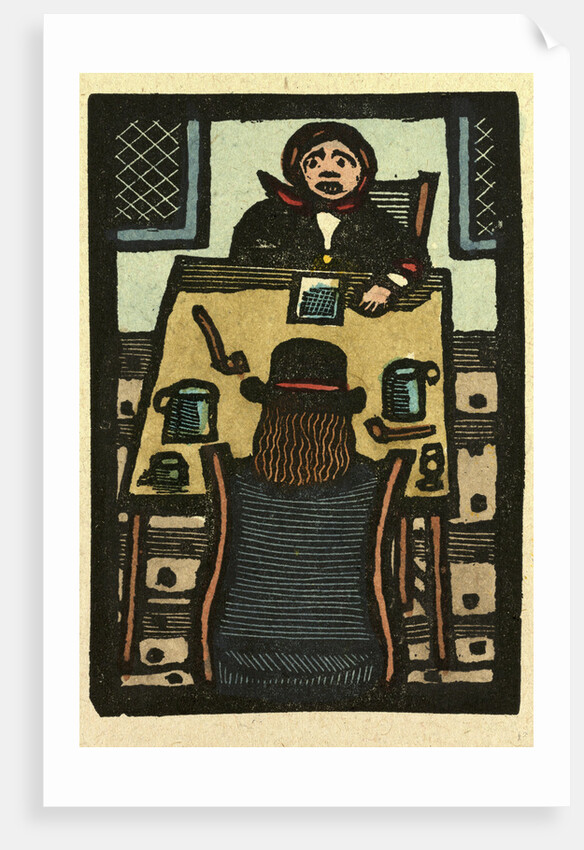 Illustration of English Tales Folk Tales and Ballads. Two People Sitting at a Table. Two Pipes and Two Mugs by Anonymous