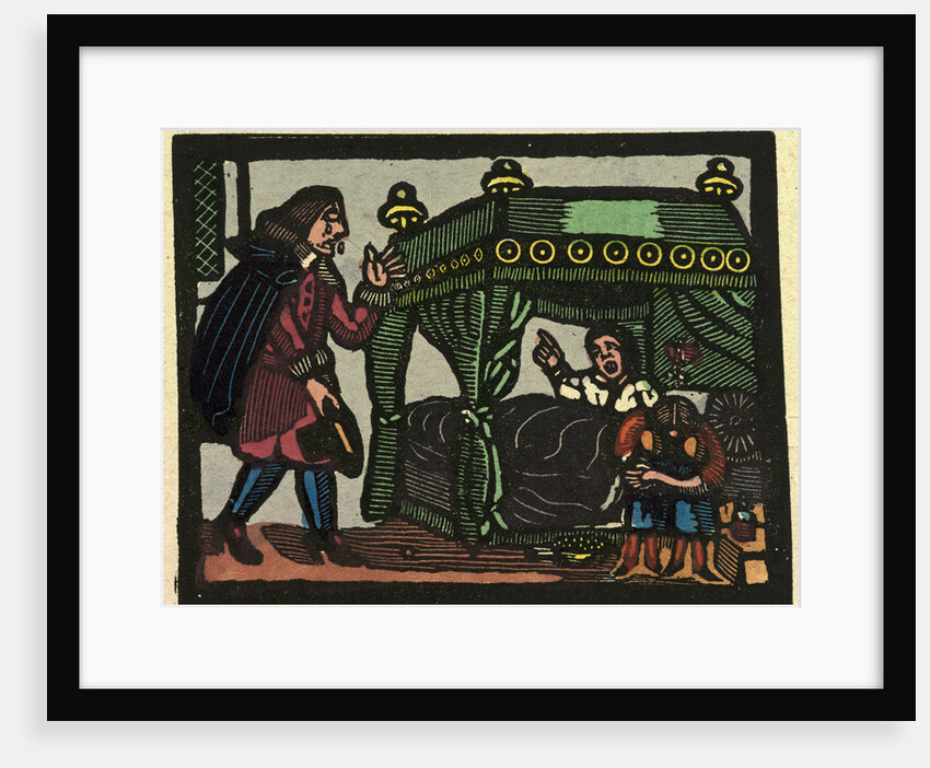 Illustration of English Tales Folk Tales and Ballads. A Man in Tears Being Addressed by a Woman from a Canopied Bed by Anonymous