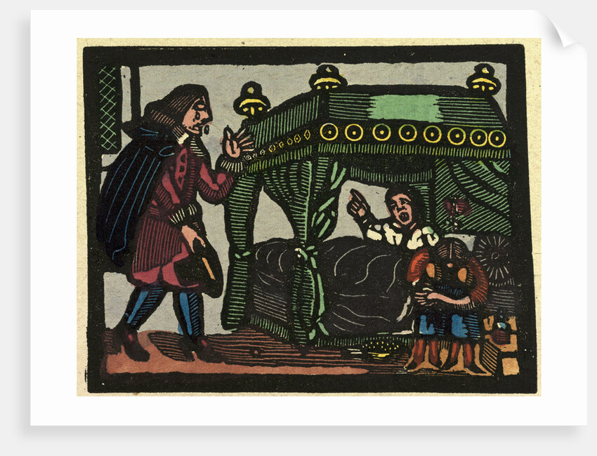 Illustration of English Tales Folk Tales and Ballads. A Man in Tears Being Addressed by a Woman from a Canopied Bed by Anonymous