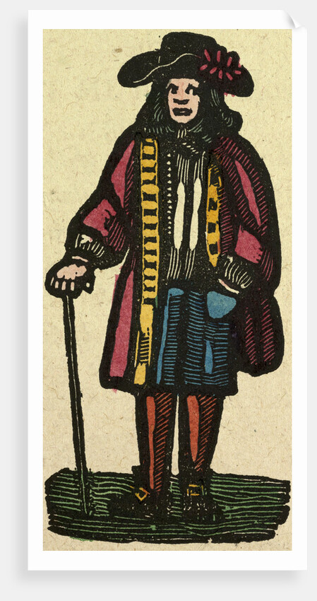 Illustration of English Tales Folk Tales and Ballads. A Man Wearing Colourful Clothes Holding a Walking Stick by Anonymous