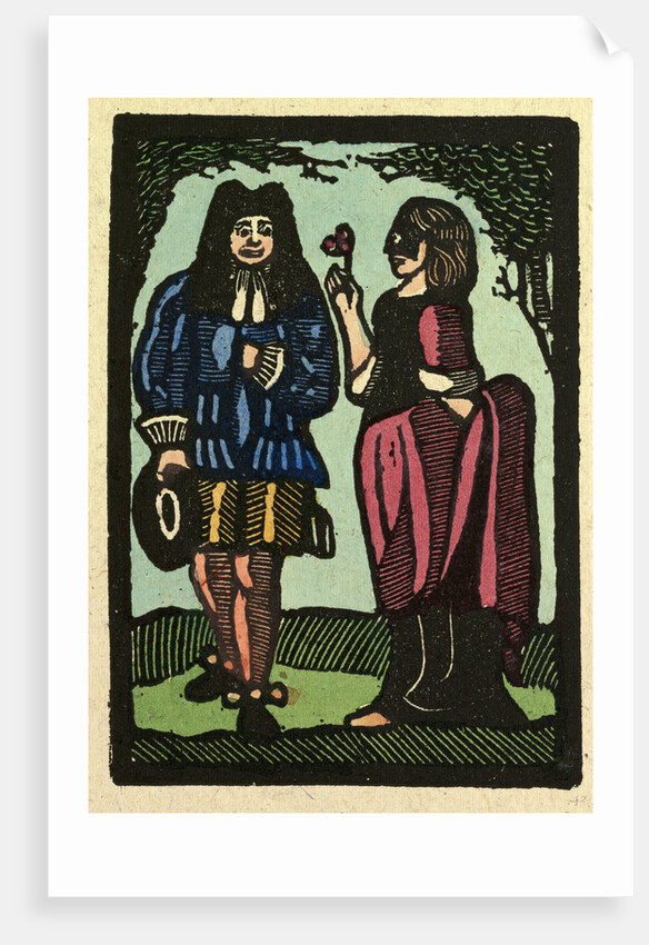 Illustration of English Tales Folk Tales and Ballads. A Woman Giving a Flower to a Man by Anonymous