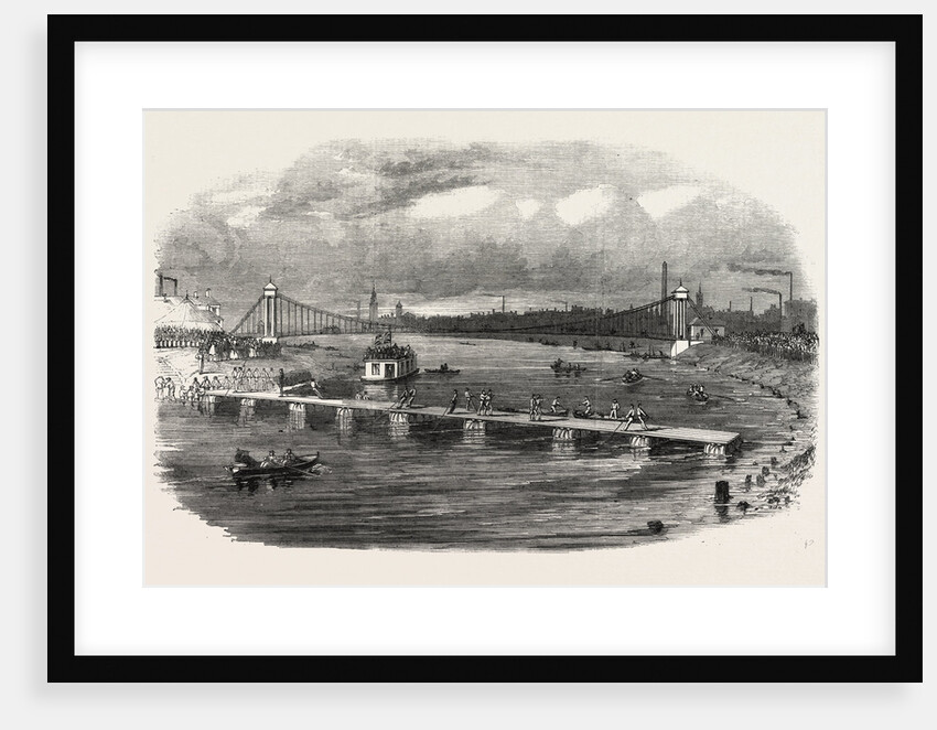 Volunteer Military Engineers at Glasgow Constructing a Pontoon Bridge on the Clyde UK by Anonymous