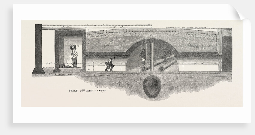 New Subway King Street Covent Garden London: Cross Section Showing the Subway and the Sewer Beneath UK by Anonymous