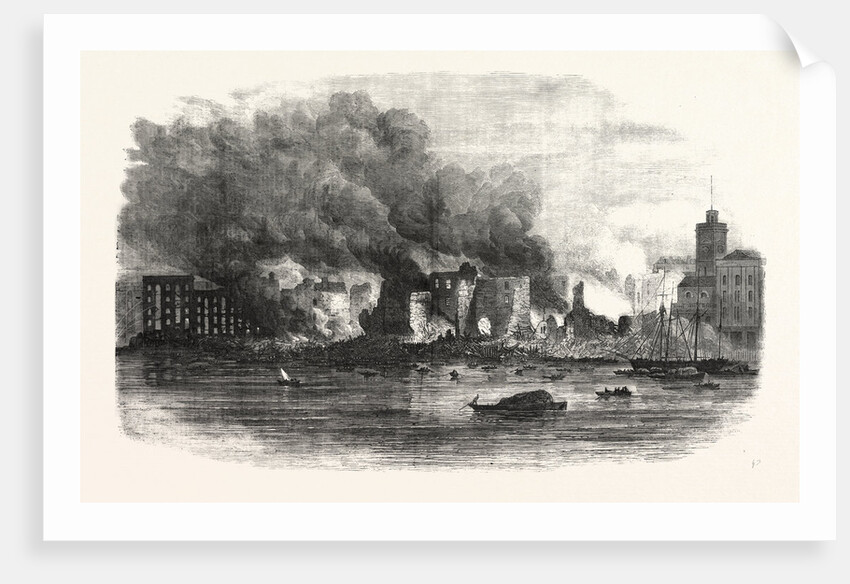 The Great Fire in Southwark: Scene at Cotton's Wharf at Midday UK by Anonymous