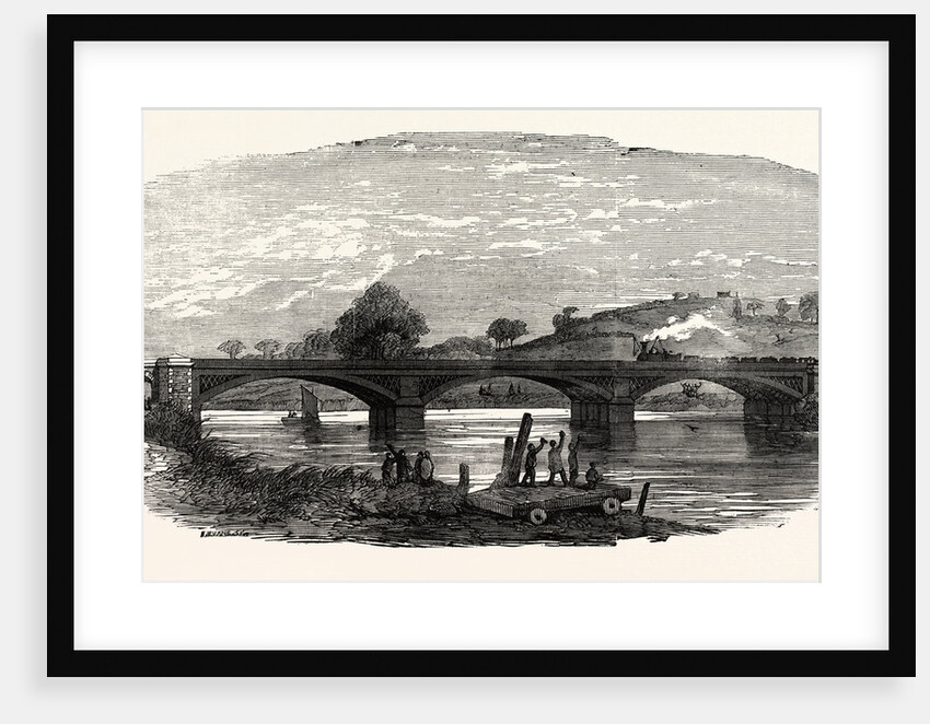 Opening of the North Devon Railway: The Iron Railway Bridge Over the River Taw Near Barnstaple 1854 by Anonymous
