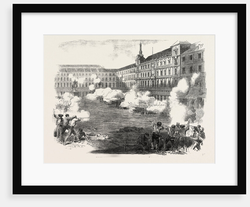 The Insiurrection in Madrid Conflict in the Plaza Mayor Spain 1854 by Anonymous