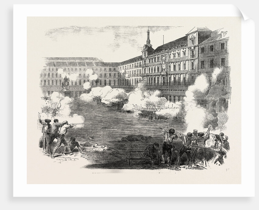 The Insiurrection in Madrid Conflict in the Plaza Mayor Spain 1854 by Anonymous