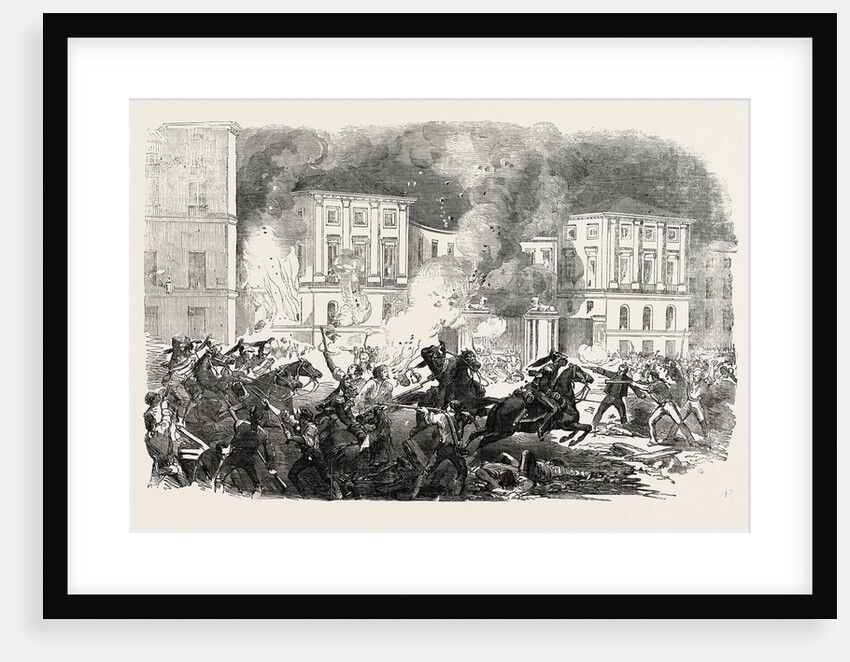 The Insurrection in Spain: The Insurgents Setting Fire to the Palace of Queen Christina at Madrid 1854 by Anonymous