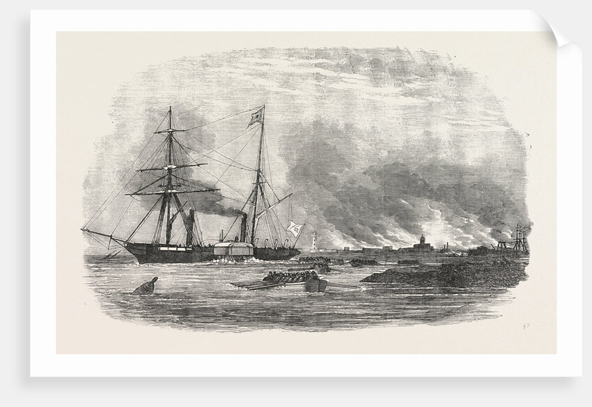 Destruction of Sulineh at the Mouth of the Danube 1854 by Anonymous