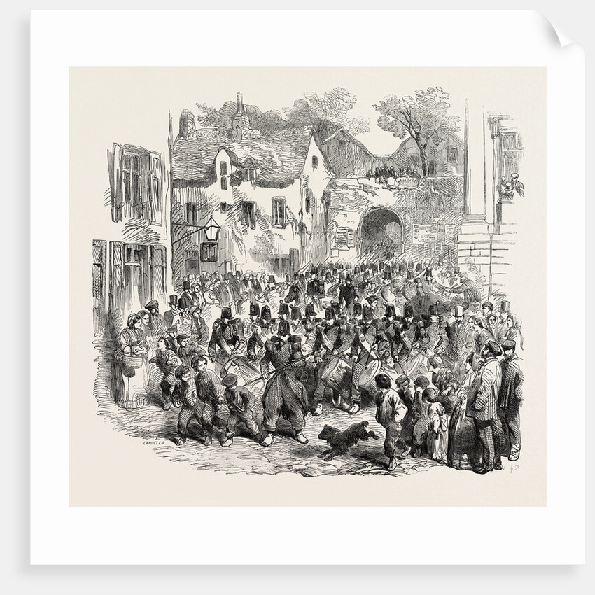 The 5th (French) Regiment of the Line Passing Through the Porte Des Dunes on Their Way to the Camp of Boulogne 1854 by Anonymous