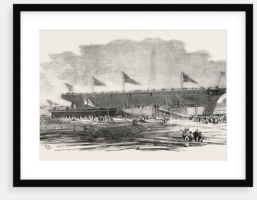 Launch of H.M. Gun-Boat Pelter and the Portuguese Steamship Dom Pedro Secondo at Northfleet 1854 by Anonymous