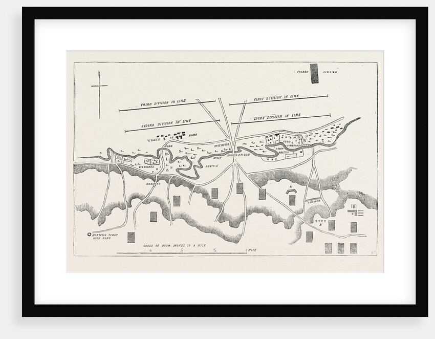 The Crimean War: Official Plan of the Battle of the Alma Distribution of the British Troops at the Commencement of the Action 1854 by Anonymous